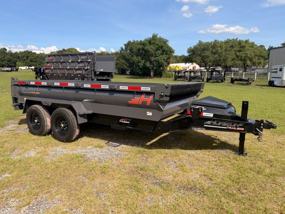 14' Horizon HZ7 Bumper Pull Dump Trailer 24" Side Walls - (2) 7K Axles 017999
