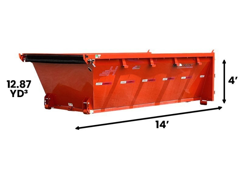 14' EDZ Roll Off Bin 4' Walls - Orange - #EDZ0005679 5679