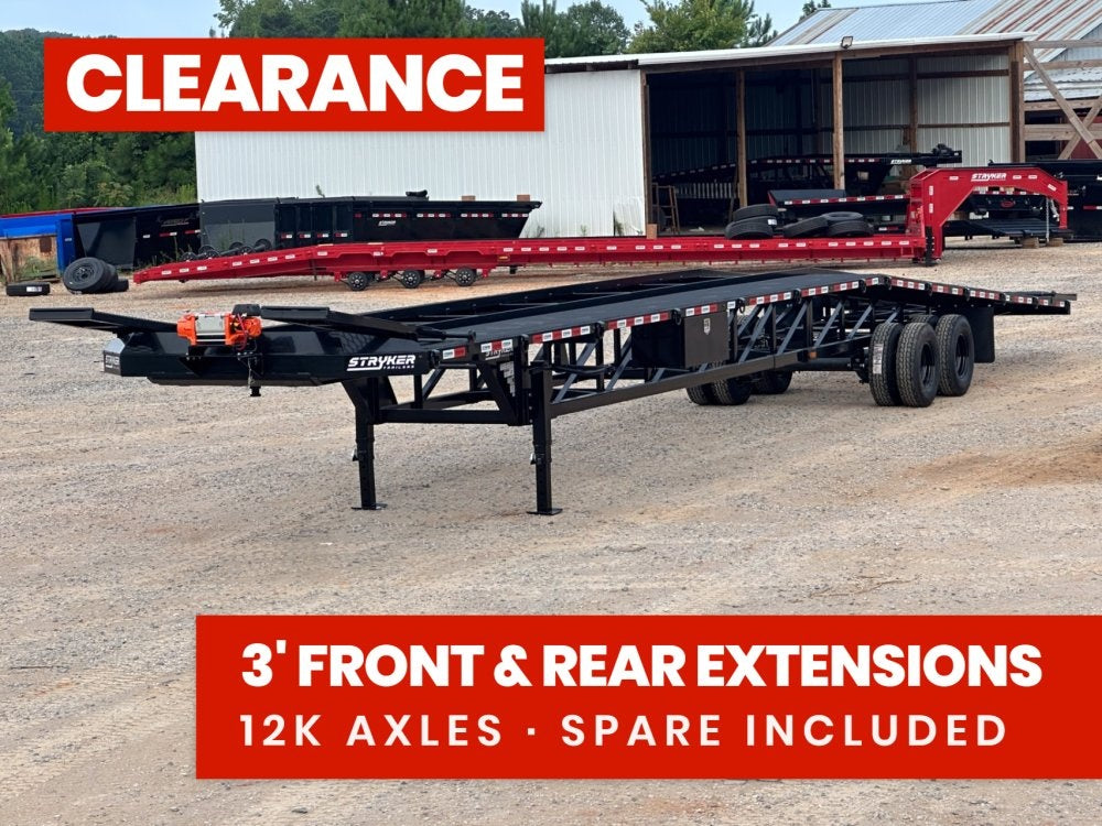 50' Low Profile Wedge (2) 12k Elec/Hyd Axles, Winch, 10' Aluminum Ramps, Spare 3650
