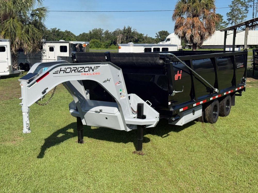 20 Horizon HZH Gooseneck Dump Trailer 48" Side Walls Hydraulic Jacks - (2) 12K Axles 016718
