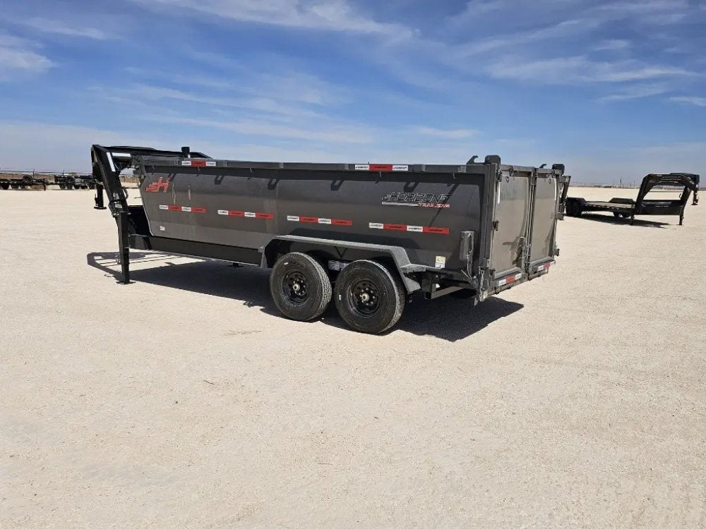 16' Horizon LZ7 Gooseneck Dump Trailer 42" Side Walls Telescopic Lift - (2) 7K Axles 15705