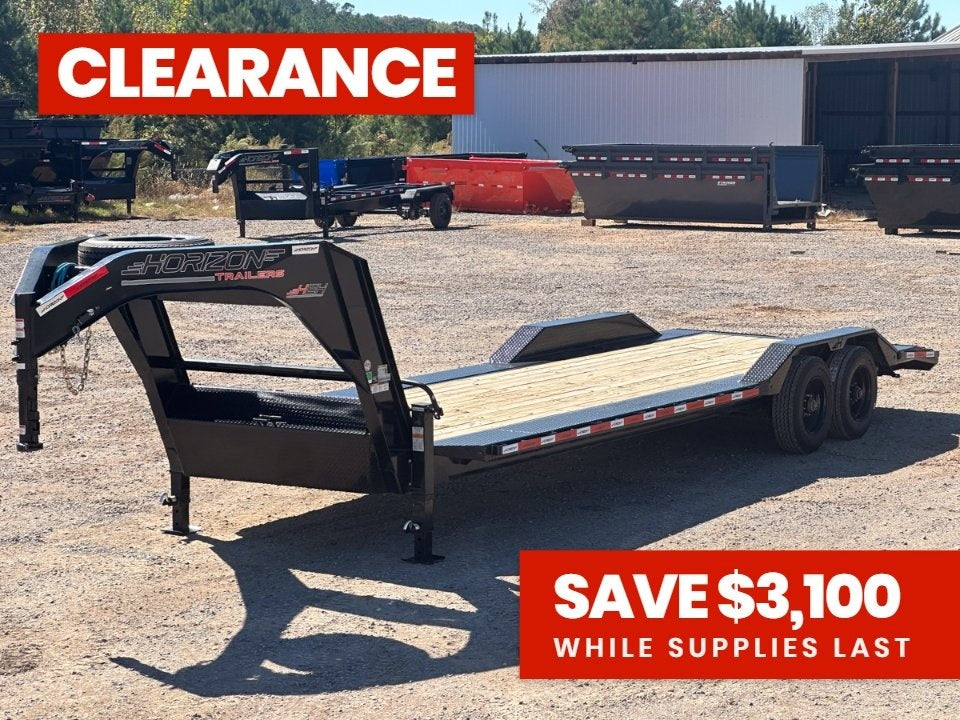 26' HEH Gooseneck Equipment Trailer (2) 10K Axles, Drive Over Fenders, 3' Dove W/ Slide In Ramps 10275