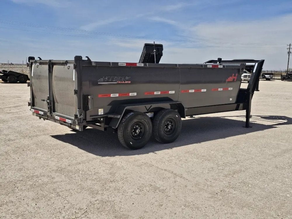 16' Horizon LZ7 Gooseneck Dump Trailer 42" Side Walls Telescopic Lift - (2) 7K Axles 15705