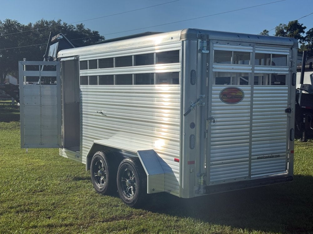 Black Stockman Express 6'6" Tall (2) 3500lb Axles - Horse Trailers - TrailerSwap
