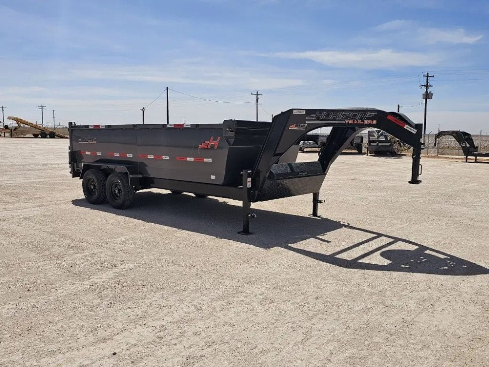 16' Horizon LZ7 Gooseneck Dump Trailer 42" Side Walls Telescopic Lift - (2) 7K Axles 15705