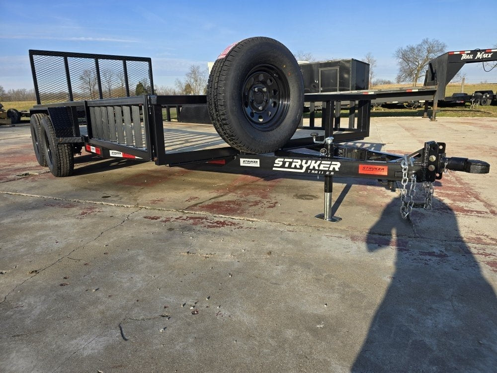 16' Utility Trailer (2) 3.5K Axles, 77" Wide, Side Ramps and 4' Gate 4070