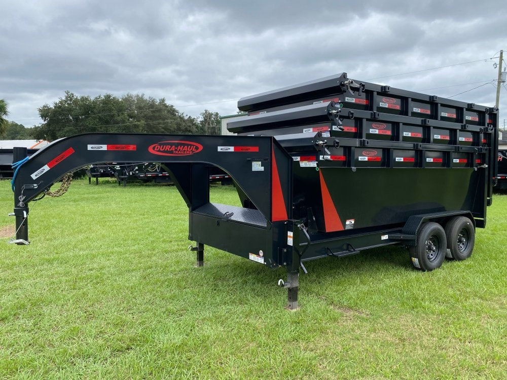 Dura Haul 14' GN Roll off Bundle (2) 8k Axles + 3 Bins w/ 4' Walls - Roll Off Packages - RO 14' Gooseneck - TrailerSwap
