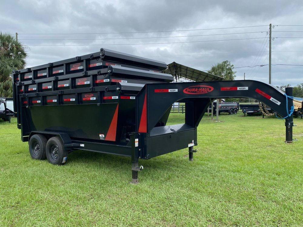 Dura Haul 14' GN Roll off Bundle (2) 8k Axles + 3 Bins w/ 4' Walls - Roll Off Packages - RO 14' Gooseneck - TrailerSwap