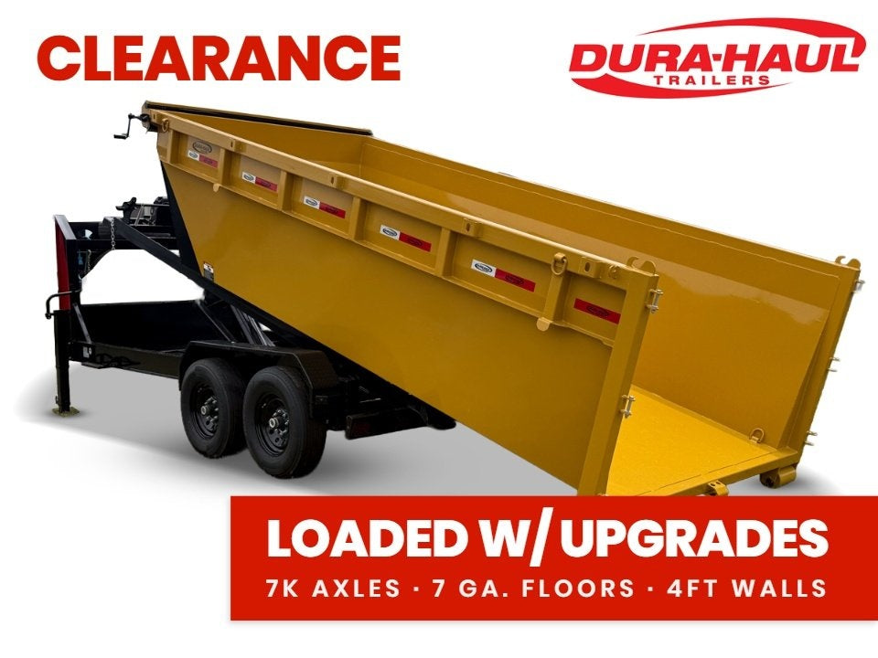 Dura Haul 16' GN Roll Off Bundle (2) 7k Axles + Bin 4' Walls - Roll Off Packages - RO 16' Gooseneck - TrailerSwap