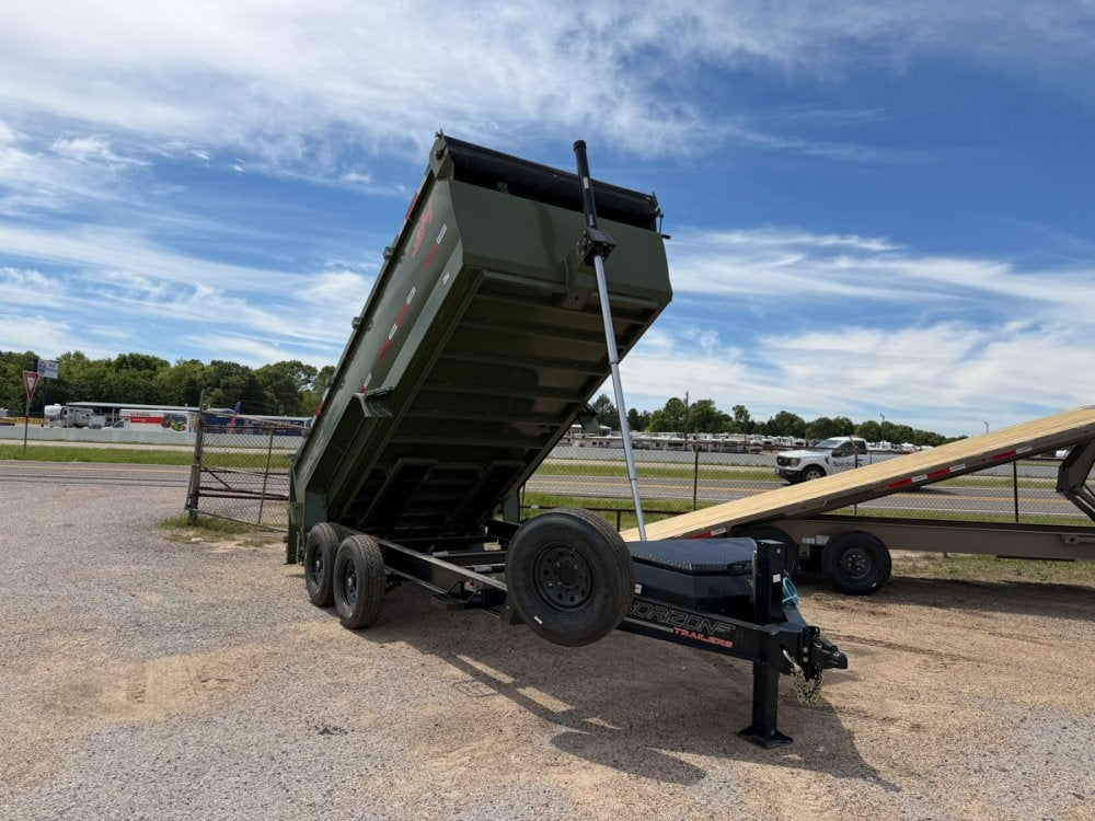 14' Horizon LZ7 Bumper Pull Dump Trailer 42" Side Walls Telescopic Lift Hydraulic Jacks - (2) 7k Axl 14677