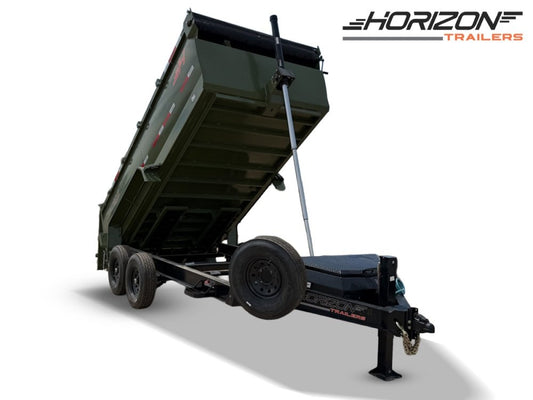 14' Horizon LZ7 Bumper Pull Dump Trailer 42" Side Walls Telescopic Lift Hydraulic Jacks - (2) 7k Axl 14677