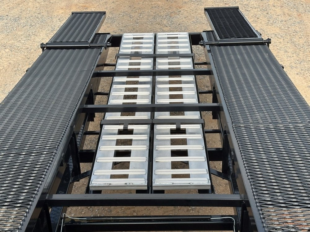 50' Low Profile Wedge (2) 12k Elec/Hyd Axles, Winch, 10' Aluminum Ramps, Spare 3650
