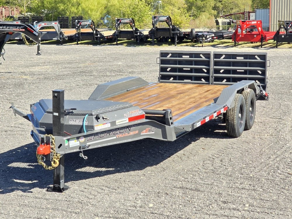 EHZ 20' x 83" BP EQUIPMENT TRAILER (2) 7K Axles, Mega Ramps, 14 Ply Tires - Low Profile Equipment Trailers - TrailerSwap