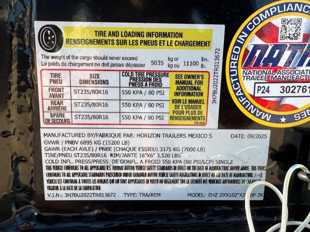 EHZ 20' x 83" BP EQUIPMENT TRAILER (2) 7K Axles, Stand Up Ramps, 14 Ply Tires - Equipment Trailers - Stryker Dealership Group