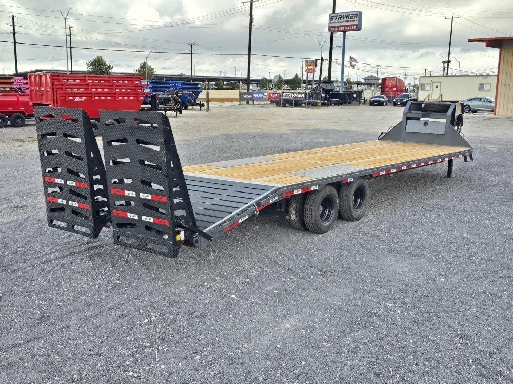 32' DKO Gooseneck Deckover 27' + 5' Mega Ramps (2) 12K Axles 11358