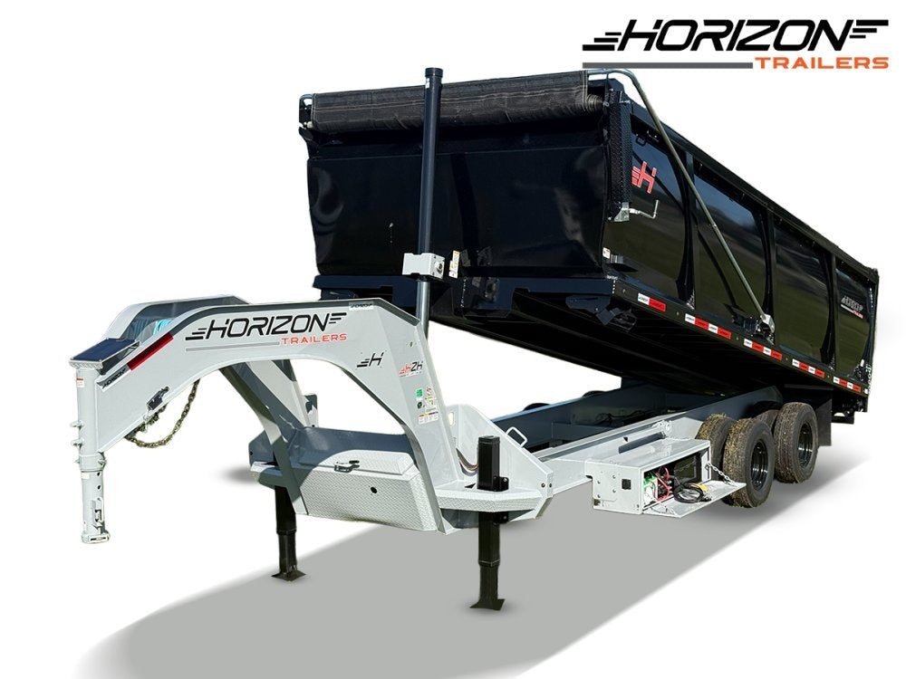 20 Horizon HZH Gooseneck Dump Trailer 48" Side Walls Hydraulic Jacks - (2) 12K Axles 016718
