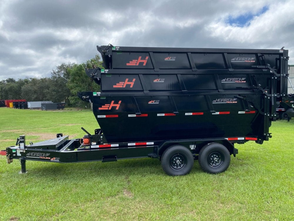 Horizon 14' RDZ BP Roll off Bundle (2) 7k Axles + 3 Bins w/ 4' Walls - Roll Off Packages - RO 14' Bumper Pull - TrailerSwap