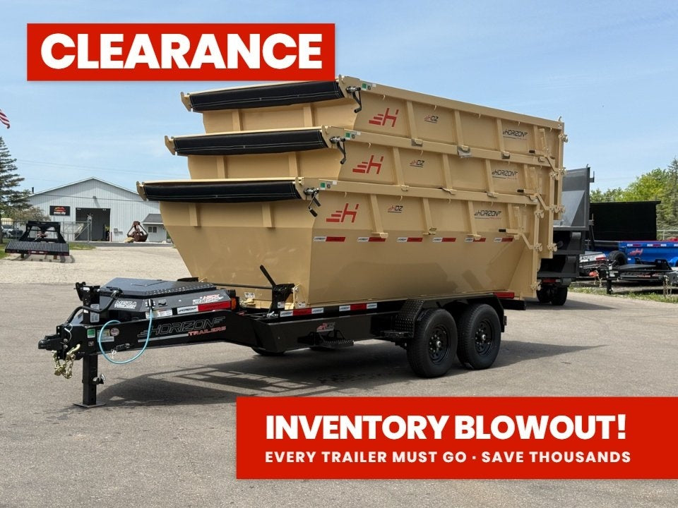 Horizon 14' RDZ BP Roll off Bundle (2) 7k Axles + 3 Bins w/ 4' Walls - Roll Off Packages - RO 14' Bumper Pull - TrailerSwap
