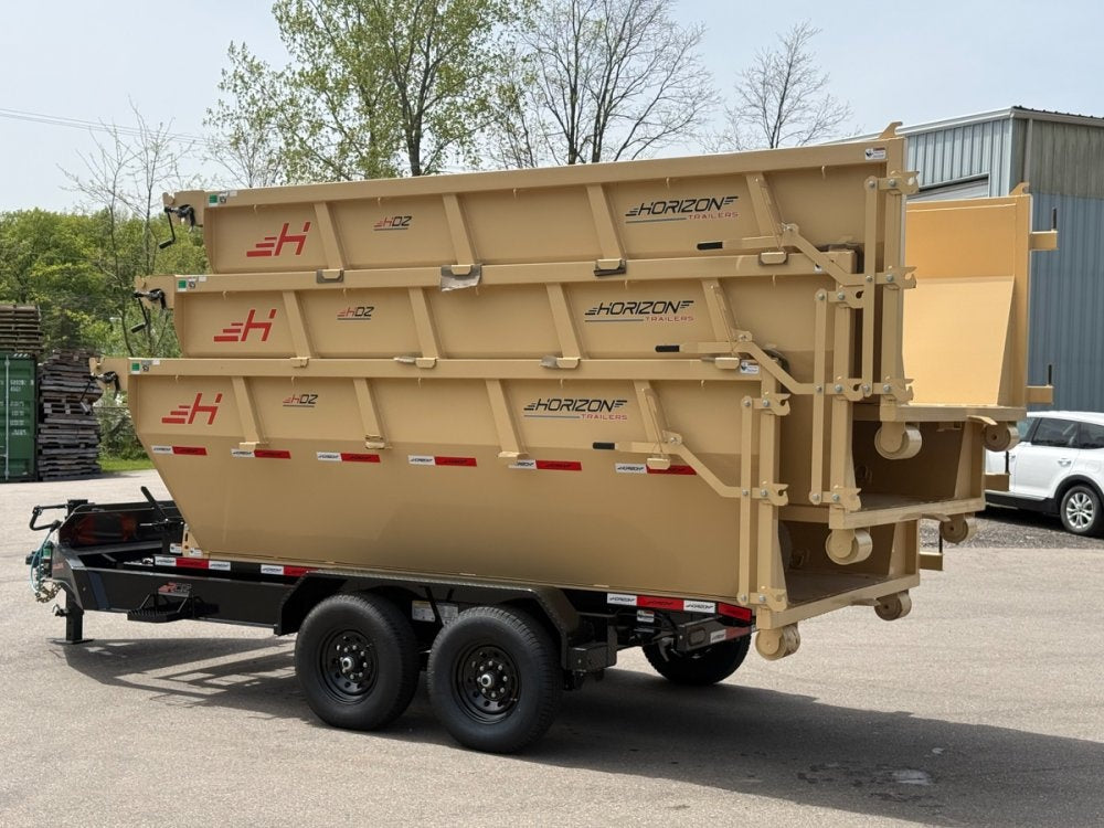 Horizon 14' RDZ BP Roll off Bundle (2) 7k Axles + 3 Bins w/ 4' Walls - Roll Off Packages - RO 14' Bumper Pull - TrailerSwap
