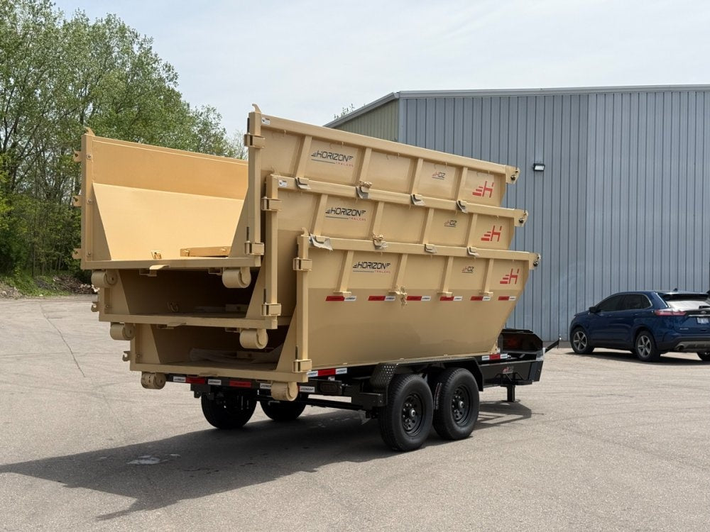 Horizon 14' RDZ BP Roll off Bundle (2) 7k Axles + 3 Bins w/ 4' Walls - Roll Off Packages - RO 14' Bumper Pull - TrailerSwap