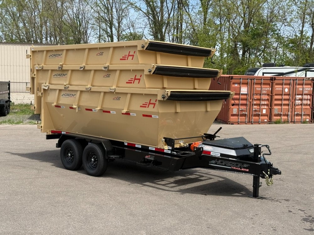 Horizon 14' RDZ BP Roll off Bundle (2) 7k Axles + 3 Bins w/ 4' Walls - Roll Off Packages - RO 14' Bumper Pull - TrailerSwap