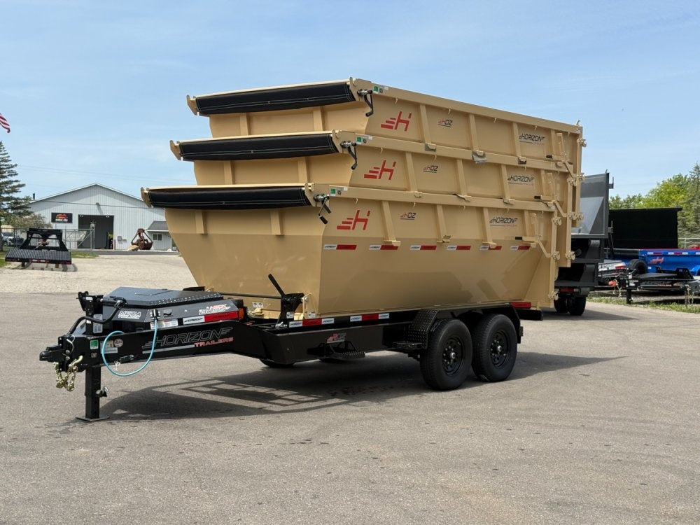 Horizon 14' RDZ BP Roll off Bundle (2) 7k Axles + 3 Bins w/ 4' Walls - Roll Off Packages - RO 14' Bumper Pull - TrailerSwap