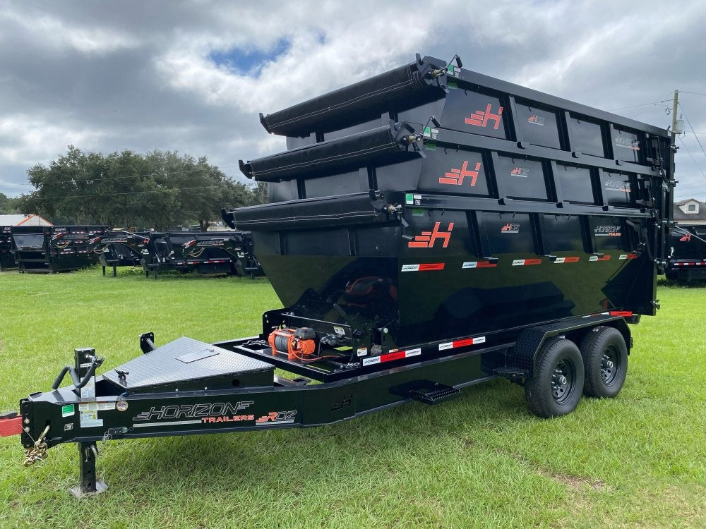 Horizon 14' RDZ BP Roll off Bundle (2) 7k Axles + 3 Bins w/ 4' Walls - Roll Off Packages/RO 14' Bumper Pull - Stryker Dealership Group
