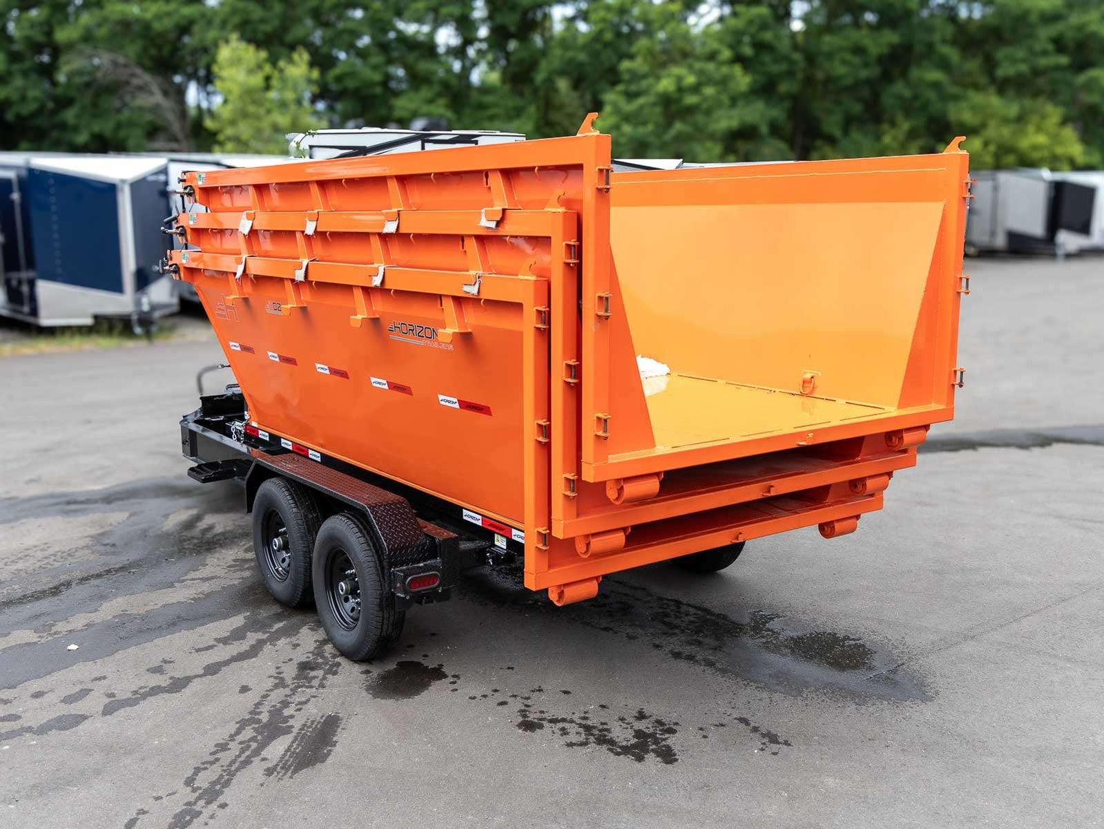 Horizon 14' RDZ BP Roll off Bundle (2) 7k Axles + 3 Bins w/ 4' Walls HZN14BP7K4FTEDZ3ORANGEAL - Ghost ROP - Stryker Dealership Group