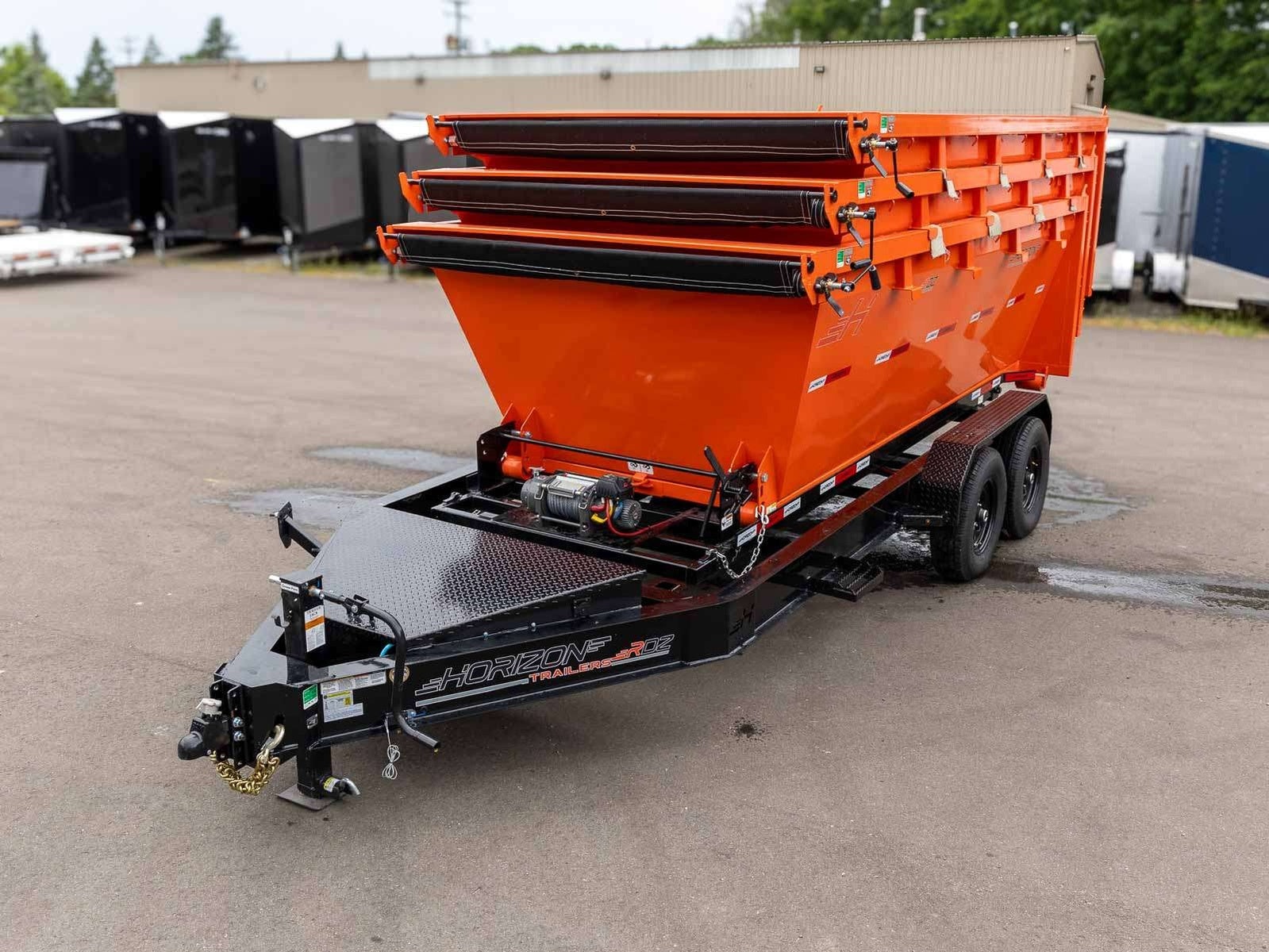 Horizon 14' RDZ BP Roll off Bundle (2) 7k Axles + 3 Bins w/ 4' Walls HZN14BP7K4FTEDZ3ORANGEMI - Ghost ROP - Stryker Dealership Group