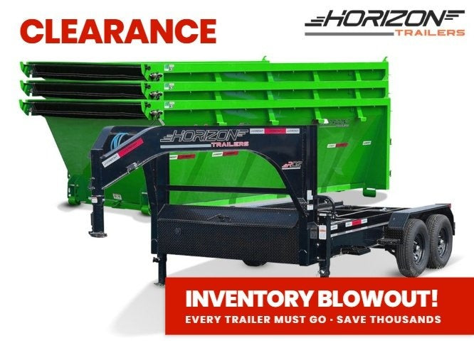 Horizon 14' RDZ GN Roll off Bundle (2) 7k Axles + 3 Bins w/ 4' Walls - Roll Off Packages - RO 14' Gooseneck - TrailerSwap