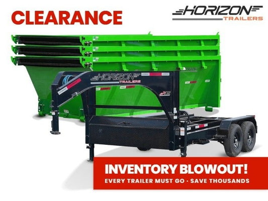 Horizon 14' RDZ GN Roll off Bundle (2) 7k Axles + 3 Bins w/ 4' Walls - Roll Off Packages - RO 14' Gooseneck - TrailerSwap