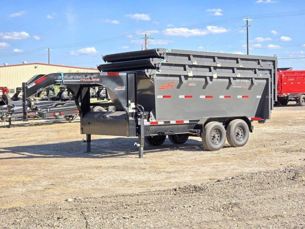 Horizon 14' RDZ GN Roll off Bundle (2) 7k Axles + 3 Bins w/ 4' Walls - Roll Off Packages - RO 14' Gooseneck - TrailerSwap