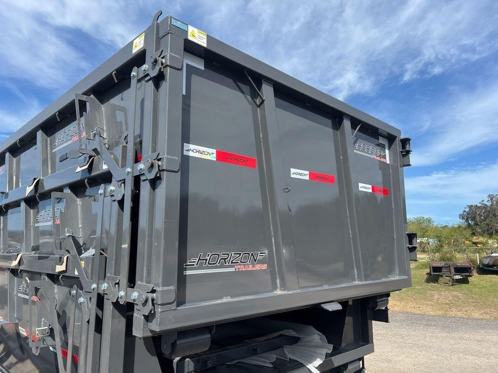 Horizon 14' RDZ GN Roll off Bundle (2) 7k Axles + 3 Bins w/ 4' Walls HZN14GN7K4FTEDZ3GrayAL - Ghost ROP - Stryker Dealership Group
