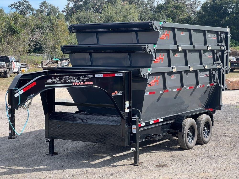 Horizon 14' RDZ GN Roll off Bundle (2) 7k Axles + 3 Bins w/ 4' Walls HZN14GN7K4FTEDZ3GrayMI - Ghost ROP - Stryker Dealership Group
