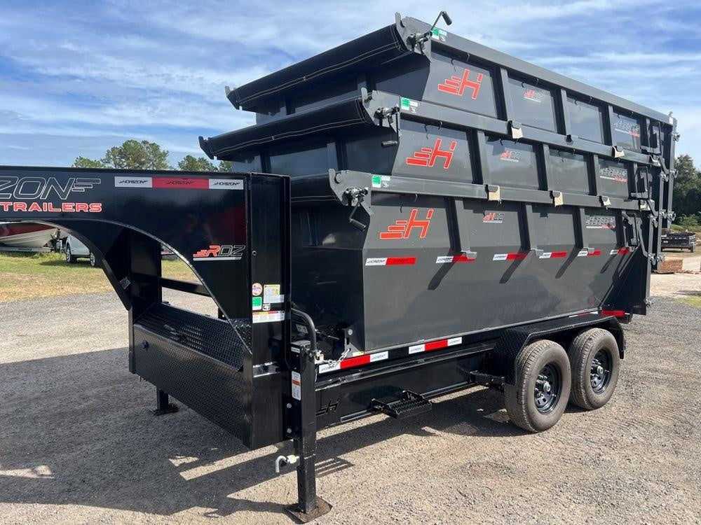 Horizon 14' RDZ GN Roll off Bundle (2) 7k Axles + 3 Bins w/ 4' Walls HZN14GN7K4FTEDZ3GrayTX - Ghost ROP - Stryker Dealership Group