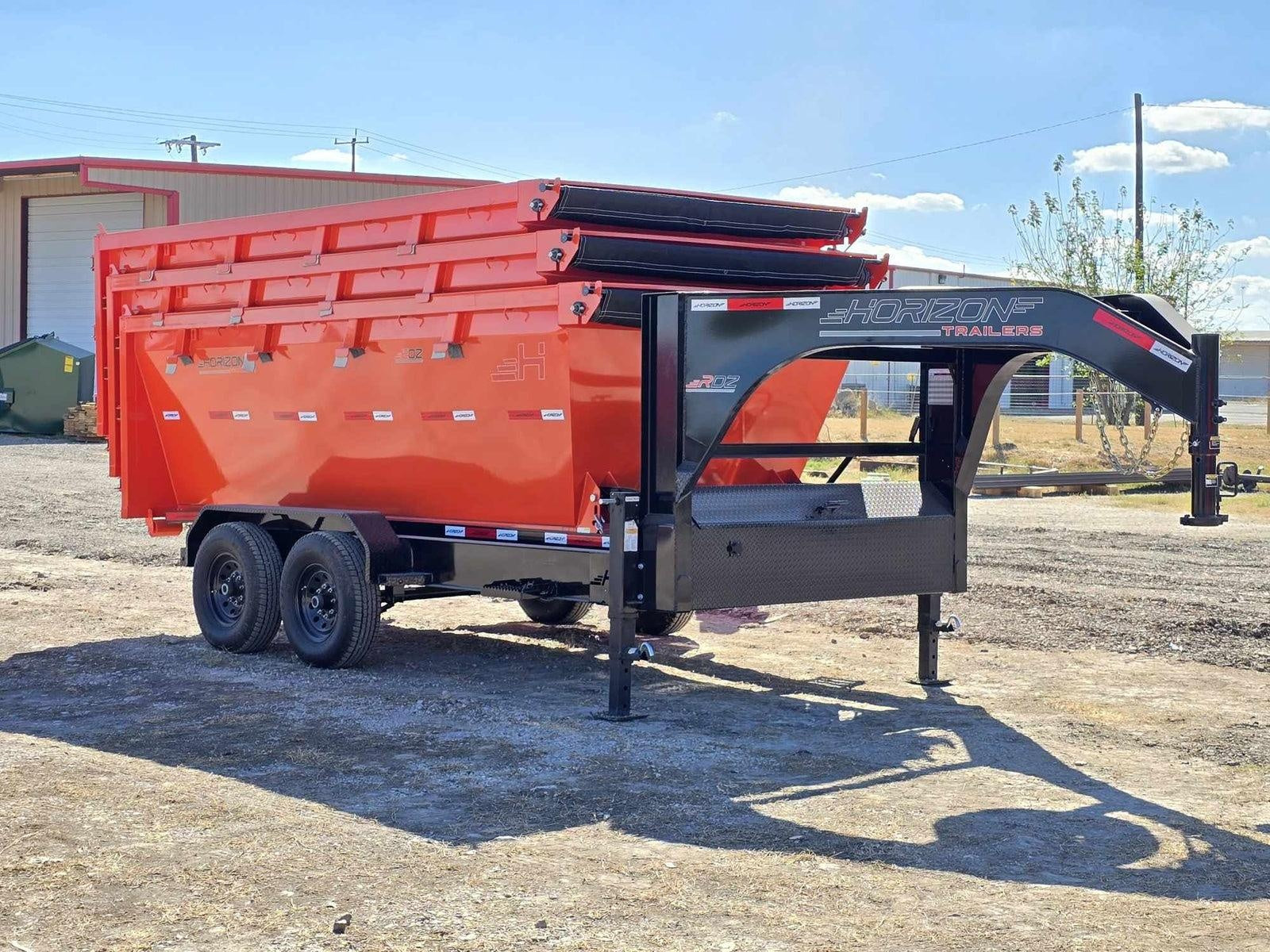 Horizon 14' RDZ GN Roll off Bundle (2) 7k Axles + 3 Bins w/ 4' Walls HZN14GN7K4FTEDZ3ORANGETX - Ghost ROP - Stryker Dealership Group