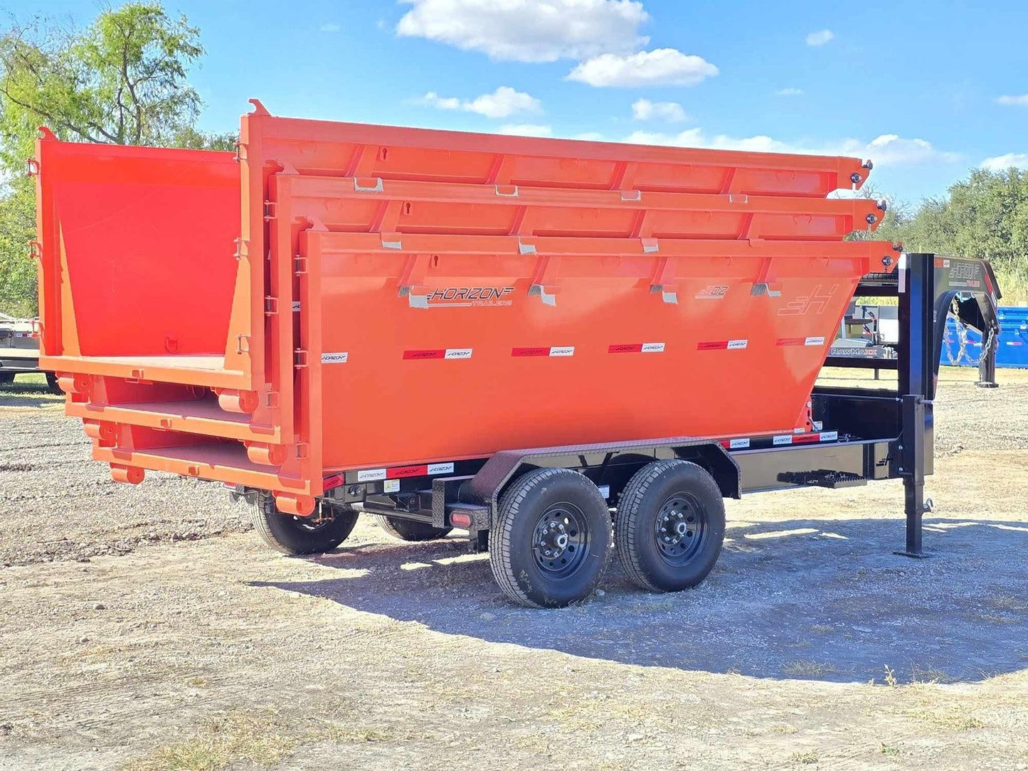 Horizon 14' RDZ GN Roll off Bundle (2) 7k Axles + 3 Bins w/ 4' Walls HZN14GN7K4FTEDZ3ORANGETX - Ghost ROP - Stryker Dealership Group