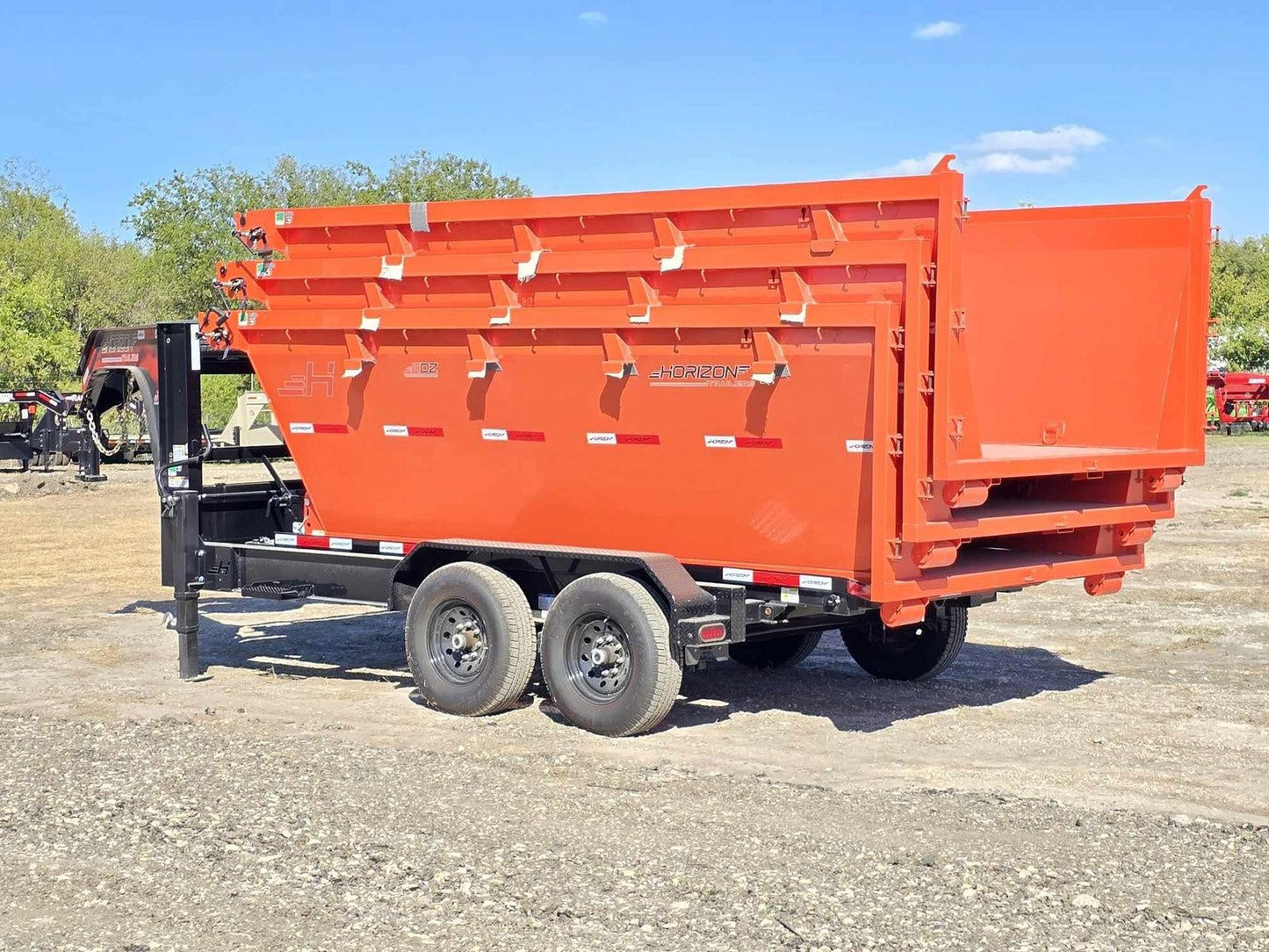 Horizon 14' RDZ GN Roll off Bundle (2) 7k Axles + 3 Bins w/ 4' Walls HZN14GN7K4FTEDZ3ORANGETX - Ghost ROP - Stryker Dealership Group