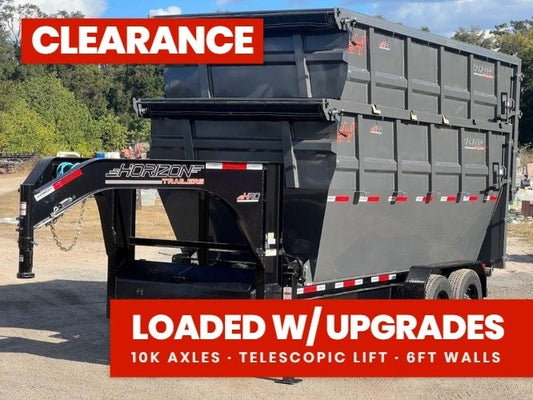 Horizon 16' HRD GN Roll off Bundle (2) 10k Axles + 2 Bins w/ 6' Walls - Roll Off Packages - RO 16' Gooseneck - TrailerSwap