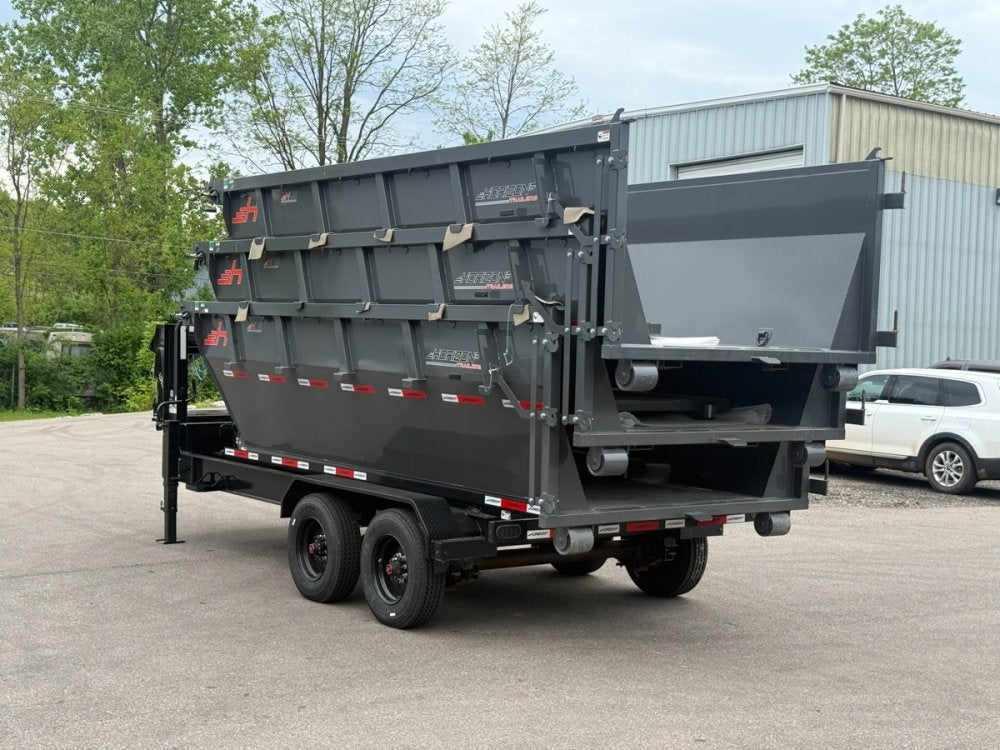 Horizon 16' HRD GN Roll off Bundle (2) 10k Axles + 3 Bins w/ 4' Walls - Roll Off Packages - RO 16' Gooseneck - TrailerSwap