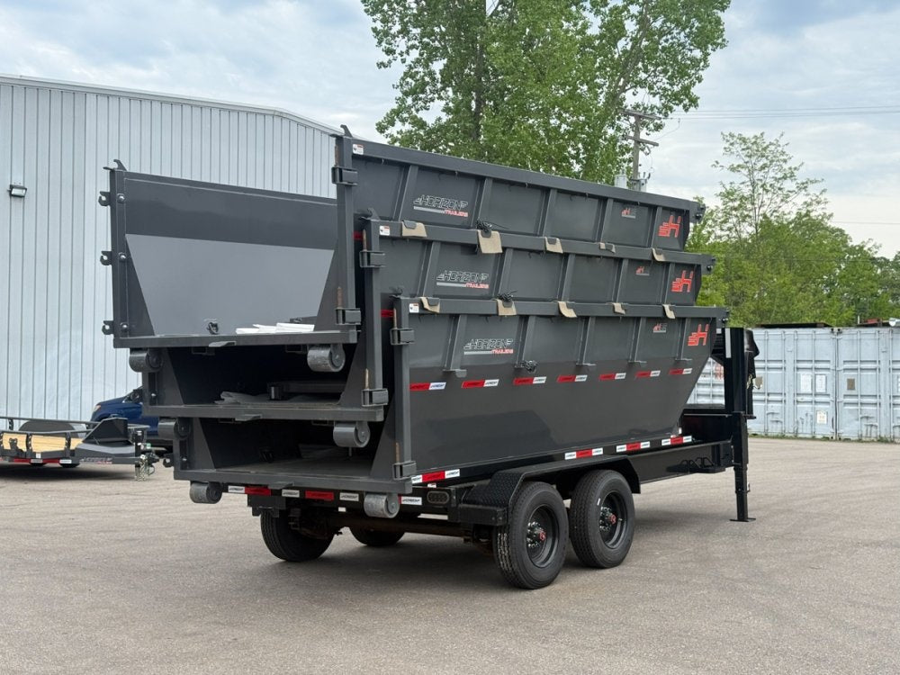 Horizon 16' HRD GN Roll off Bundle (2) 10k Axles + 3 Bins w/ 4' Walls - Roll Off Packages - RO 16' Gooseneck - TrailerSwap