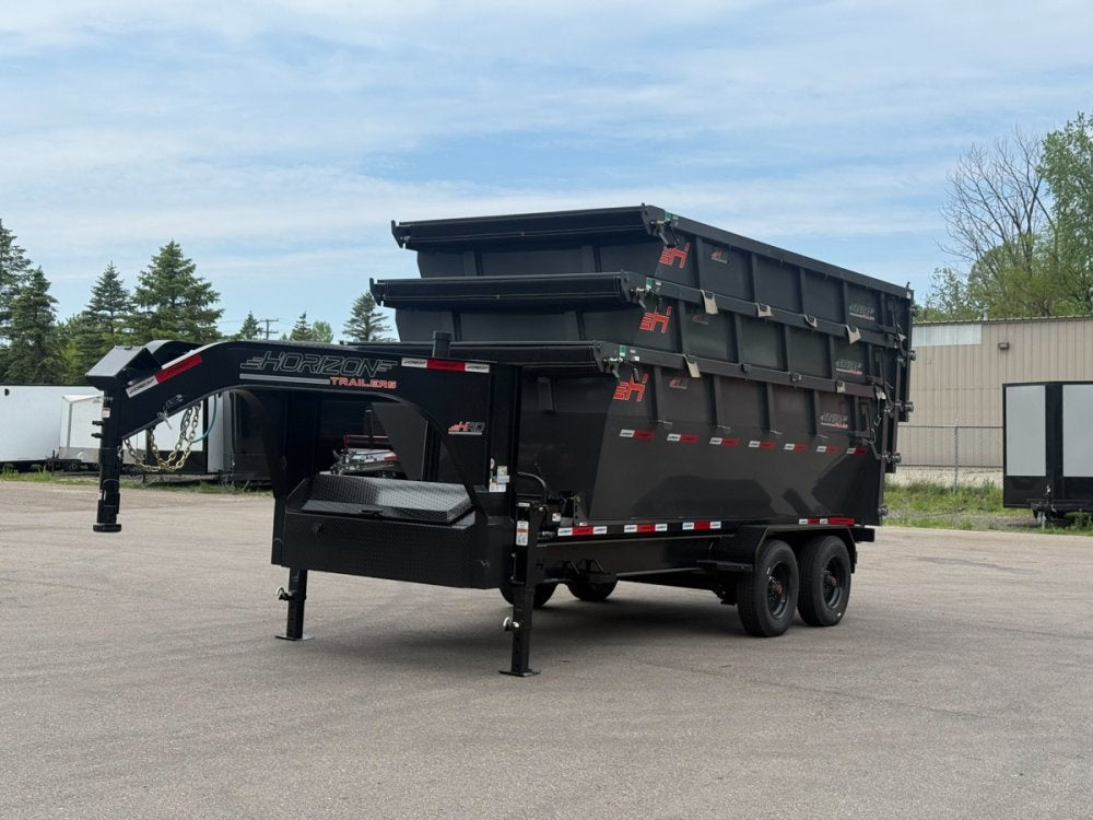 Horizon 16' HRD GN Roll off Bundle (2) 10k Axles + 3 Bins w/ 4' Walls - Roll Off Packages - RO 16' Gooseneck - TrailerSwap