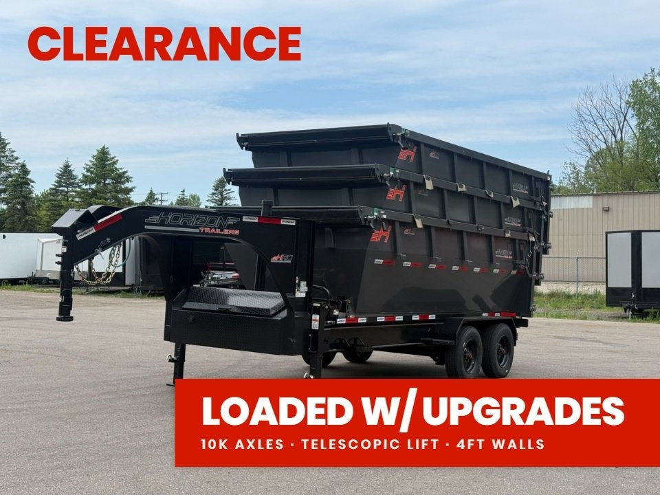 Horizon 16' HRD GN Roll off Bundle (2) 10k Axles + 3 Bins w/ 4' Walls - Roll Off Packages - RO 16' Gooseneck - TrailerSwap