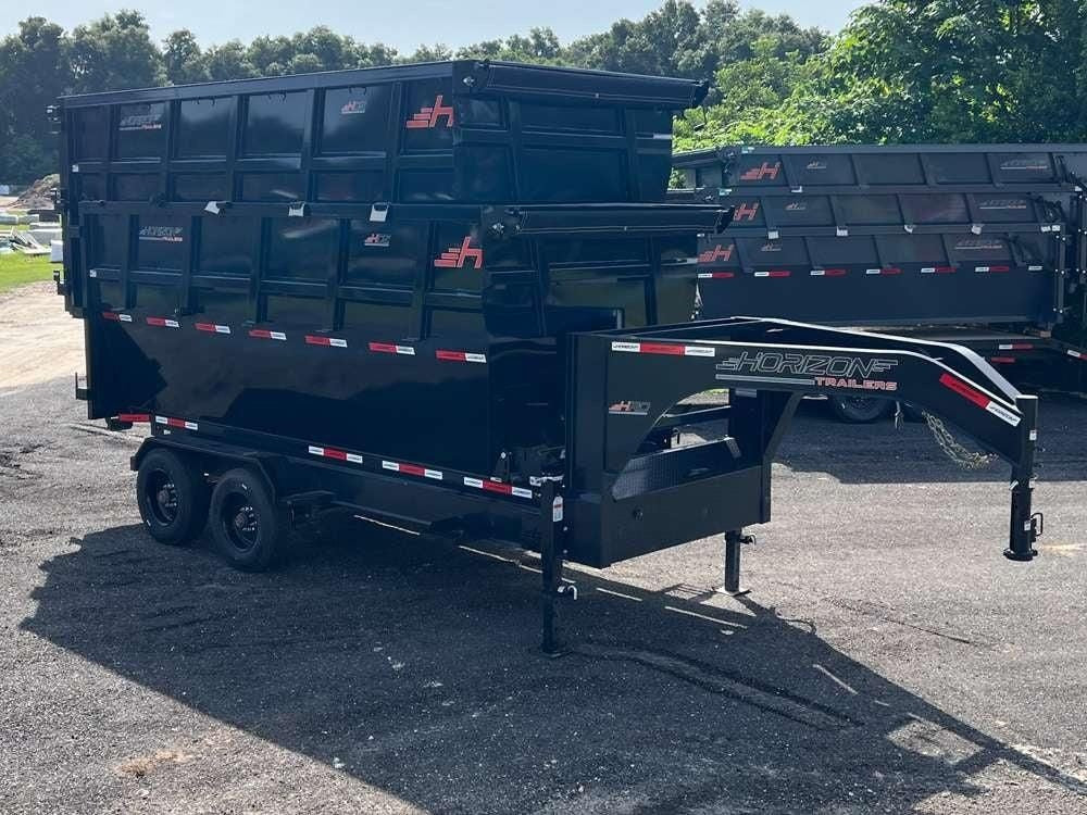 Horizon 16' HRD GN Roll off Bundle (2) 10k Axles + 2 Bins w/ 6' Walls HZN16GN10K6FTEDZ3BLKAL - Ghost ROP - Stryker Dealership Group