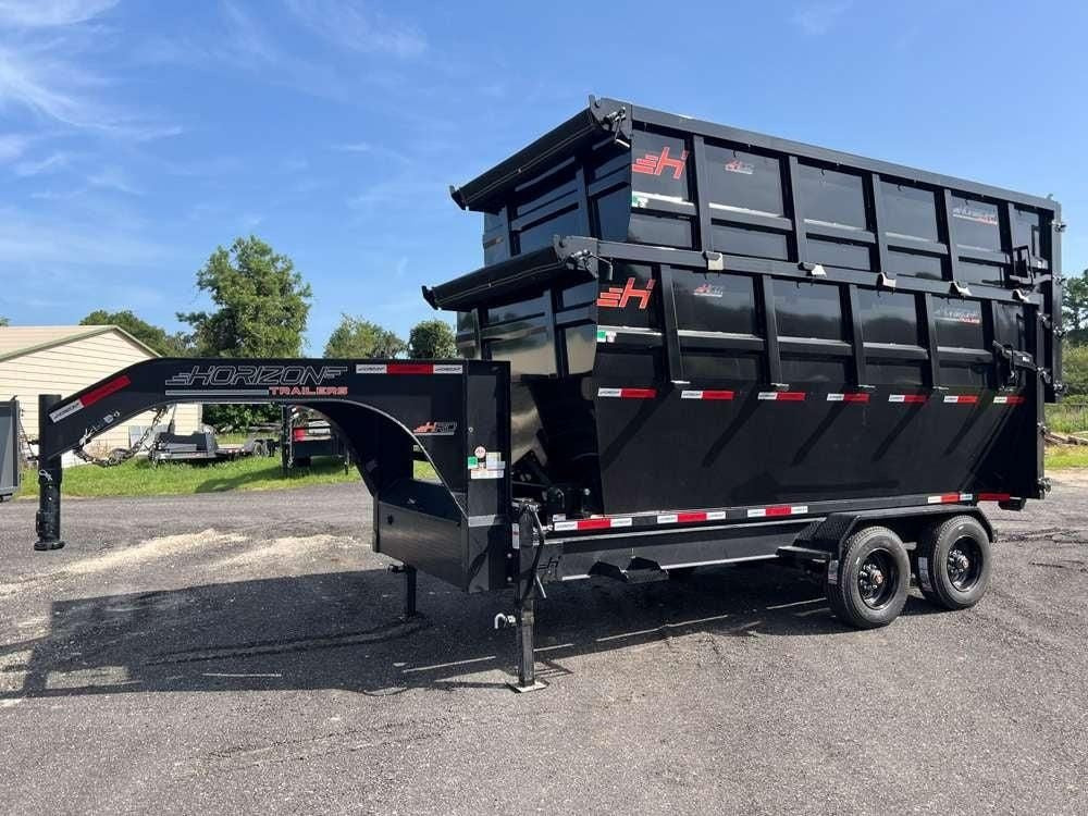 Horizon 16' HRD GN Roll off Bundle (2) 10k Axles + 2 Bins w/ 6' Walls HZN16GN10K6FTEDZ3BLKMI - Ghost ROP - Stryker Dealership Group