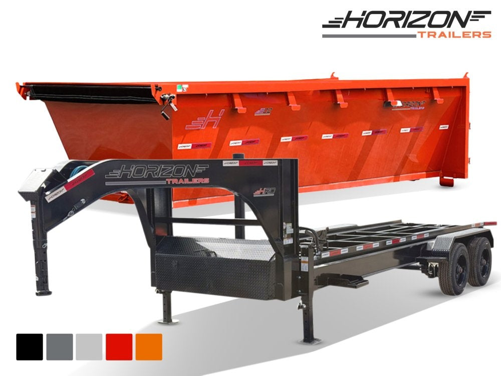 Horizon 16' HRD GN Roll off Bundle (2) 10k Axles + Bin 4' Walls - Roll Off Packages - RO 16' Gooseneck - Stryker Dealership Group
