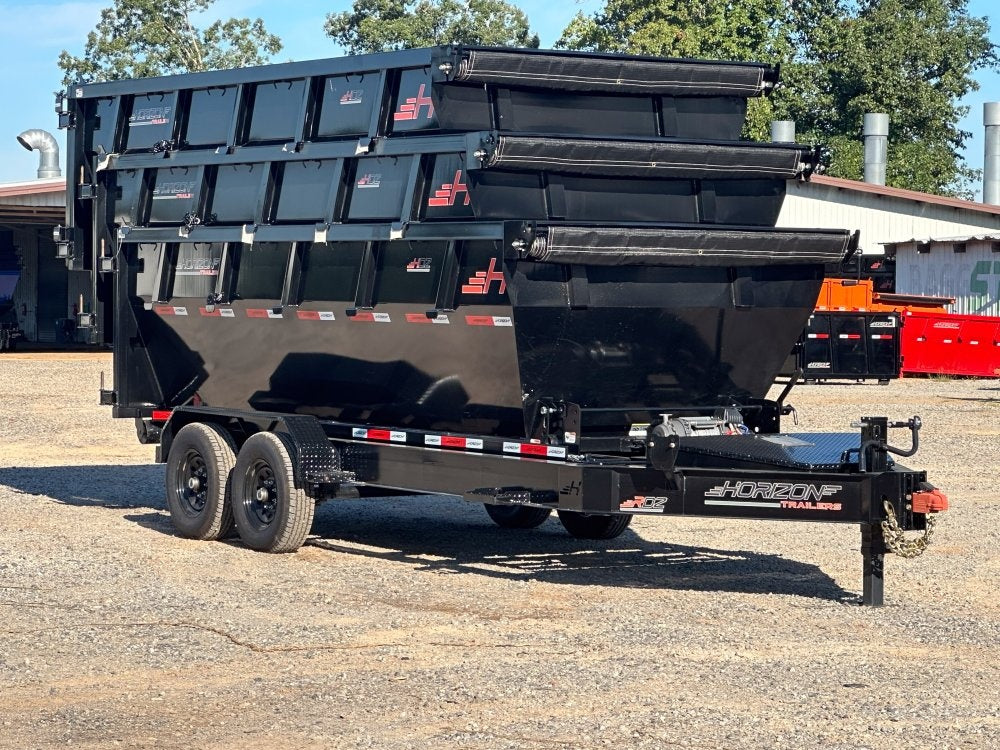 Horizon 16' RDZ BP Roll off Bundle (2) 7k Axles + 3 Bins w/ 4' Walls - Roll Off Packages - RO 16' Bumper Pull - TrailerSwap