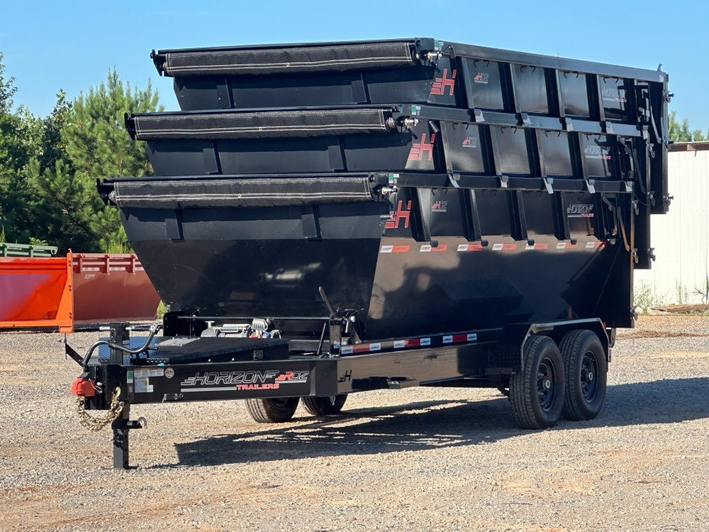 Horizon 16' RDZ BP Roll off Bundle (2) 7k Axles + 3 Bins w/ 4' Walls - Roll Off Packages - RO 16' Bumper Pull - TrailerSwap