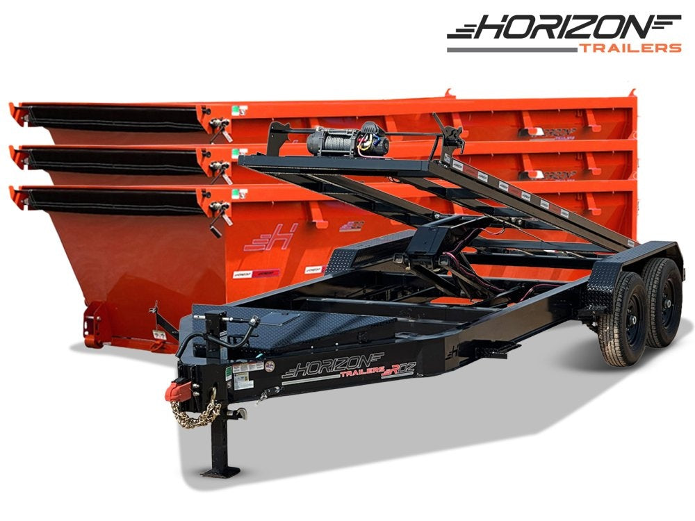 Horizon 16' RDZ BP Roll off Bundle (2) 7k Axles + 3 Bins w/ 4' Walls - Roll Off Packages/RO 16' Bumper Pull - Stryker Dealership Group