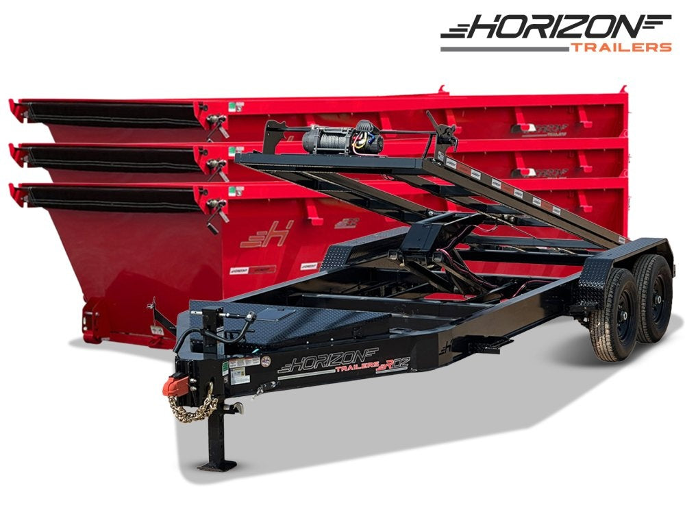 Horizon 16' RDZ BP Roll off Bundle (2) 7k Axles + 3 Bins w/ 4' Walls - Roll Off Packages/RO 16' Bumper Pull - Stryker Dealership Group